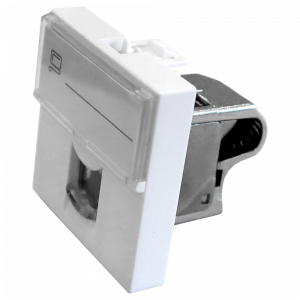 Вставка Mosaic 45x45, RJ-45 STP, кат.6, со шторкой и увеличенным окном маркировки, белая